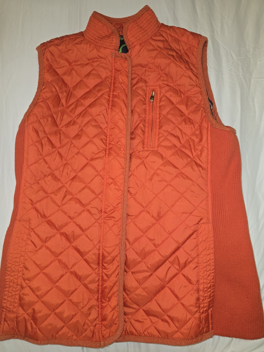 C. Wonder Orange Quilted Knit-Side Sleeveless Vest
